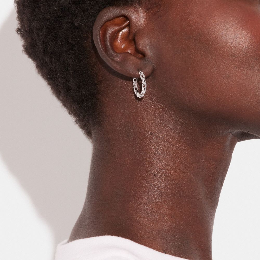 Coach Signature Chain Small Hoop Earrings Prateadas | COH866091