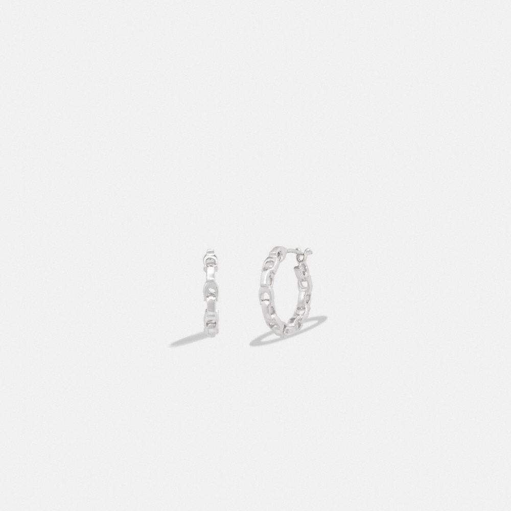 Coach Signature Chain Small Hoop Earrings Prateadas | COH866091