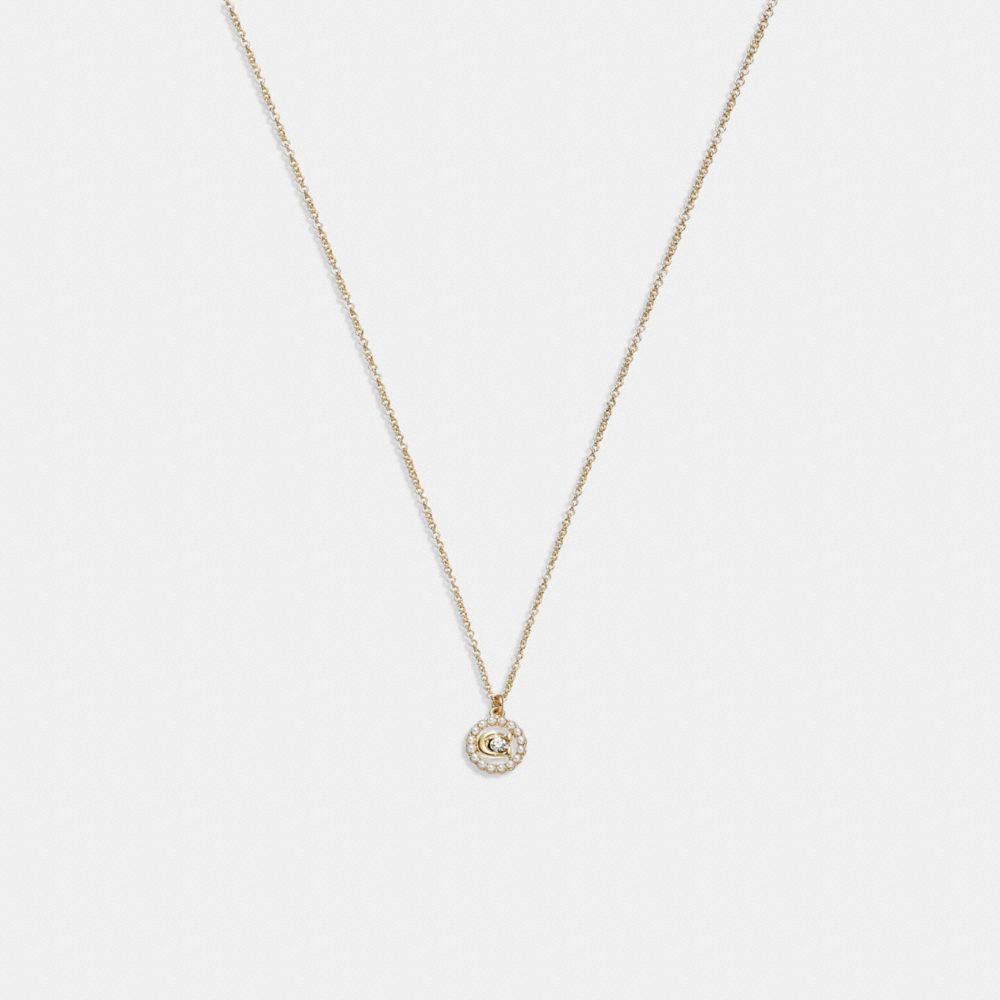 Coach Signature Crystal Pearl Pendant Necklace Douradas | COH866188