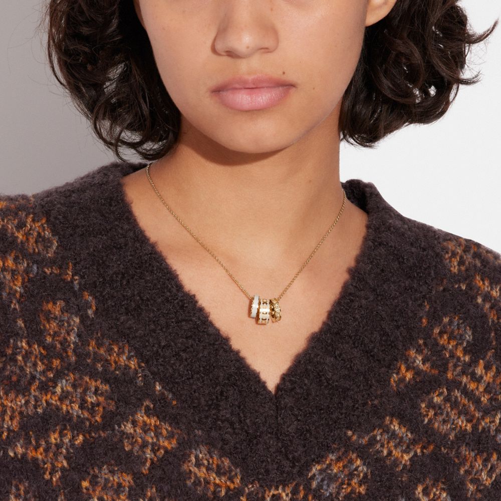 Coach Signature Enamel Necklace Douradas | COH866088