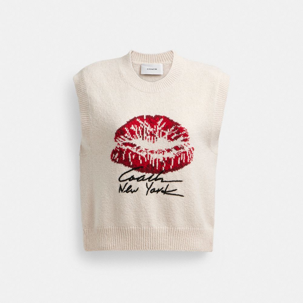 Coach Signature Kiss Print Sweater Vest Branco | COH865991