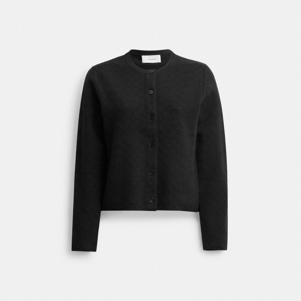 Coach Signature Knit Cropped Cardigan Pretas | COH865958