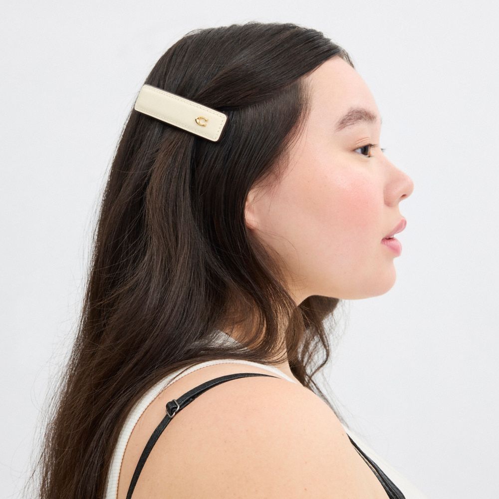 Coach Signature Leather Barrette Branco | COH866146