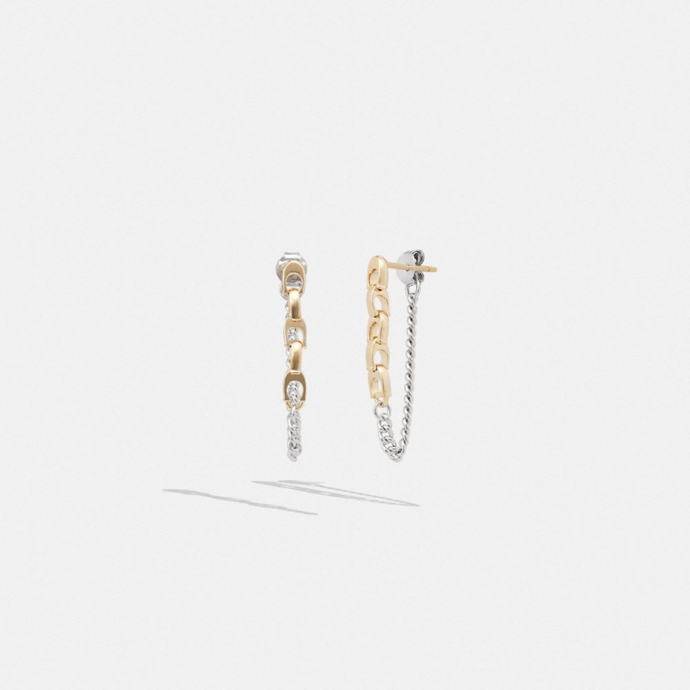 Coach Signature Mixed Chain Drop Earrings Douradas Prateadas | COH866175