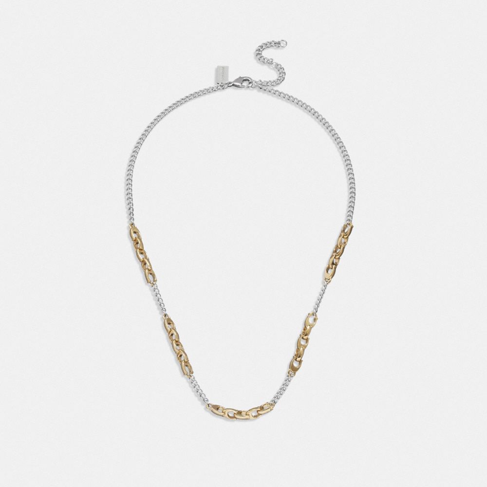 Coach Signature Mixed Chain Necklace Douradas Prateadas | COH866187