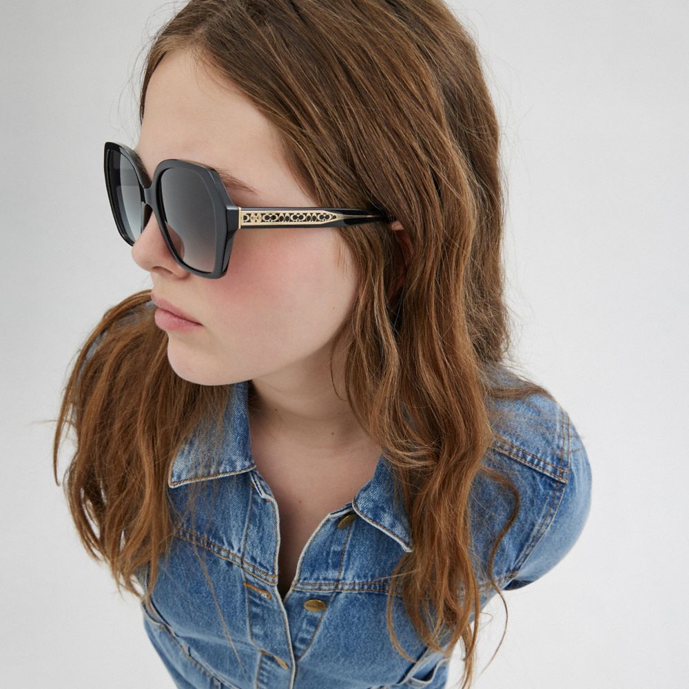 Coach Signature Ombré Geometric Square Sunglasses Cinzentas | COH866348