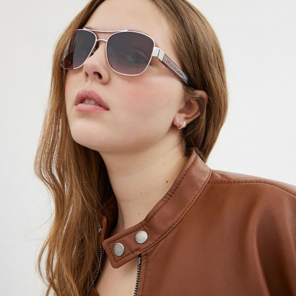 Coach Signature Ombré Narrow Pilot Sunglasses Cinzentas | COH866346