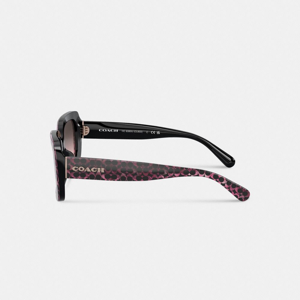 Coach Signature Oversized Rectangle Sunglasses Pretas Rosa | COH866333