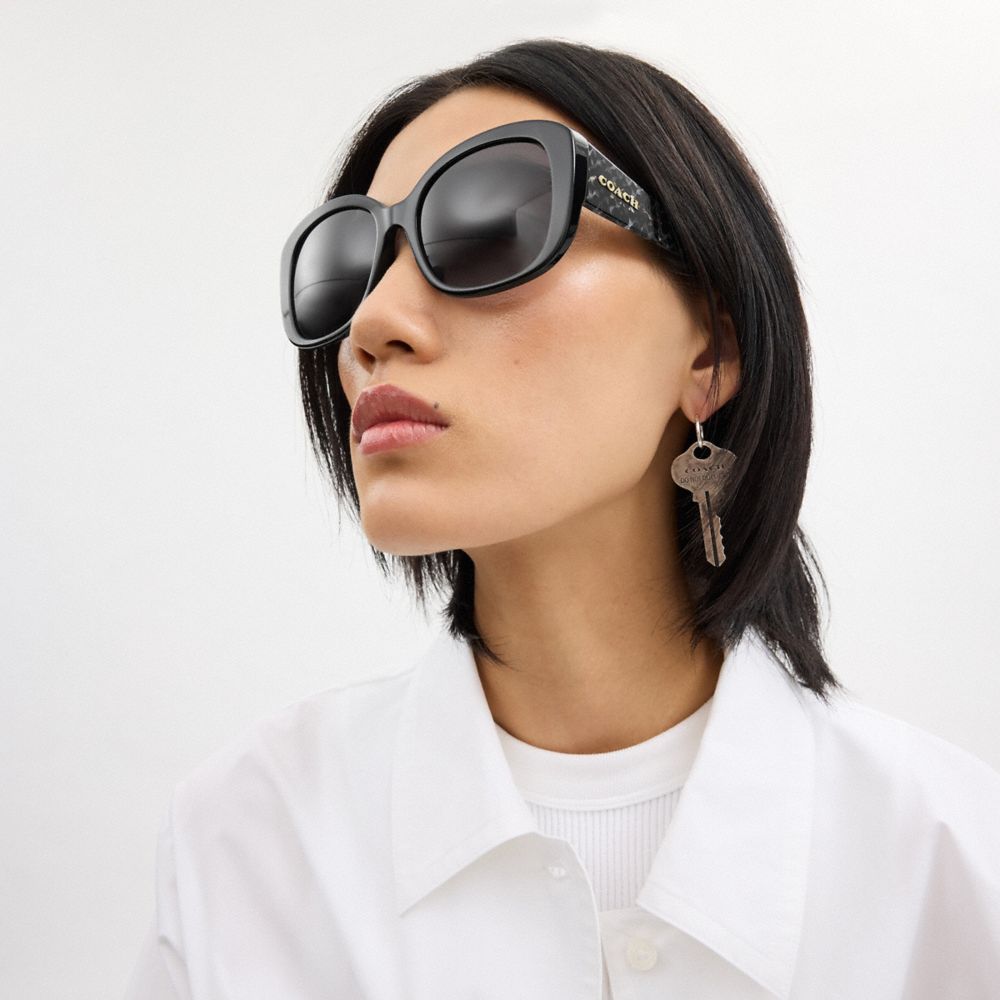 Coach Signature Oversized Square Sunglasses Pretas Pretas | COH866350