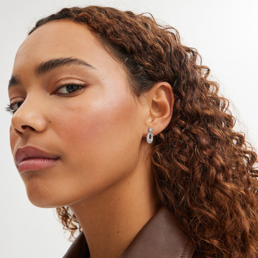 Coach Signature Pavé Earrings Prateadas | COH866077
