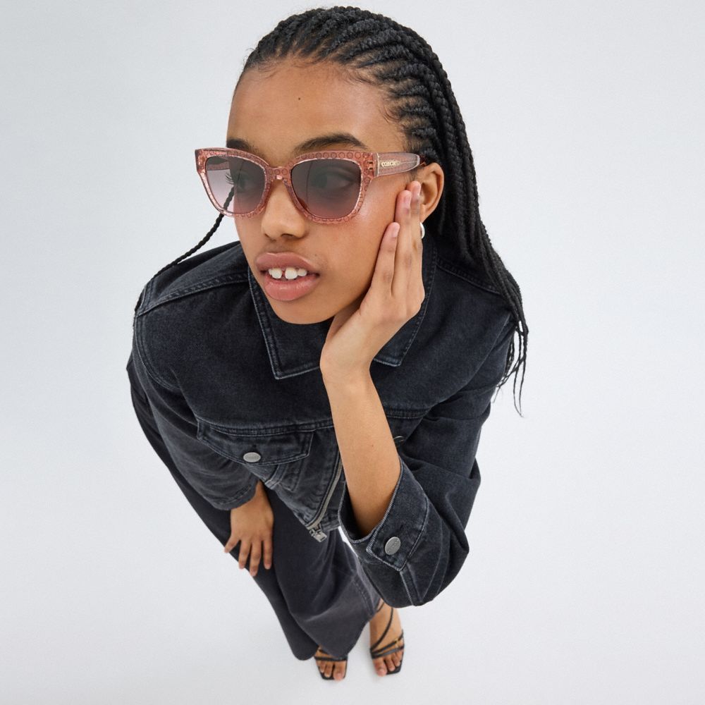 Coach Signature Round Sunglasses Rosa | COH866334