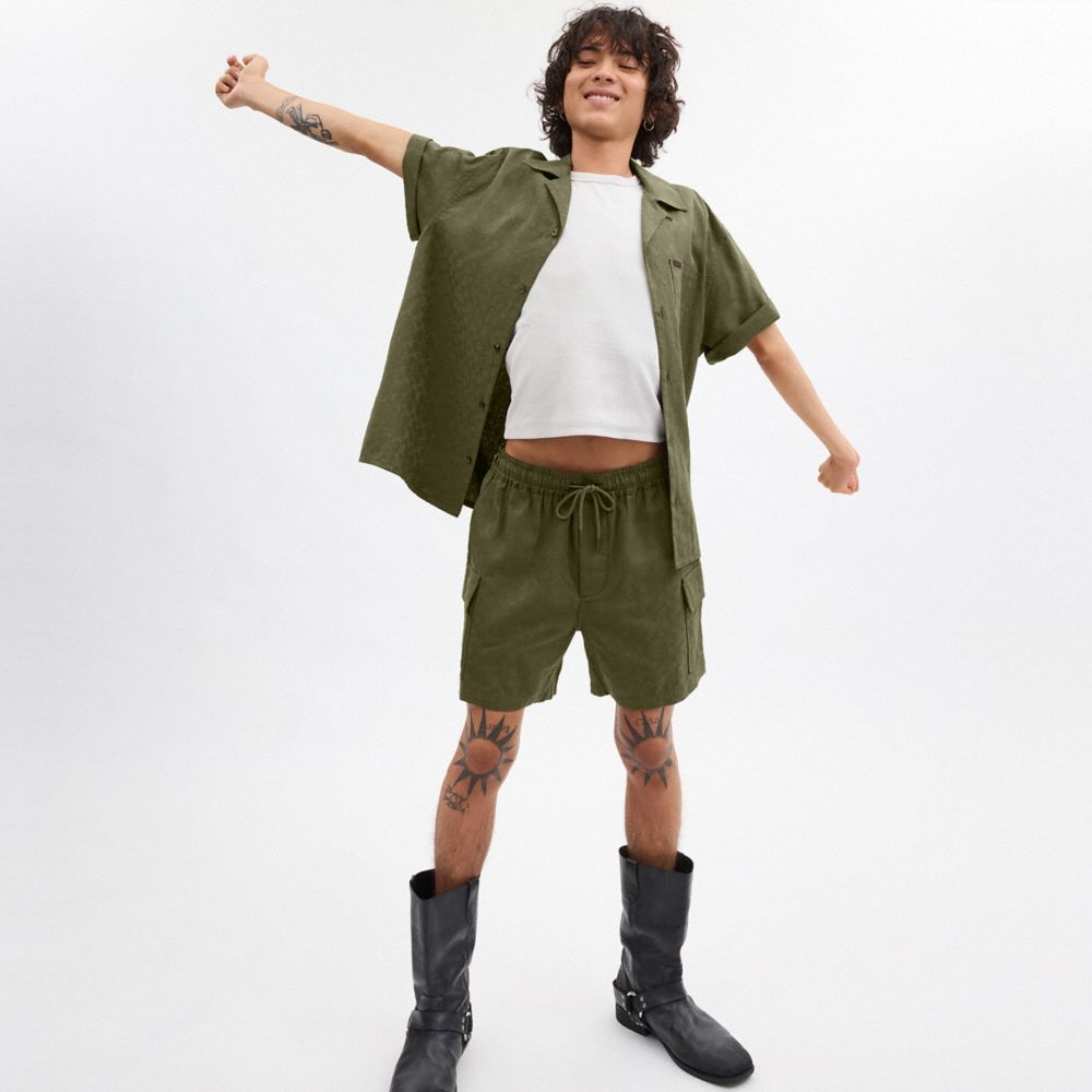 Coach Signature Shorts In Organic Cotton Verdes | COH866954