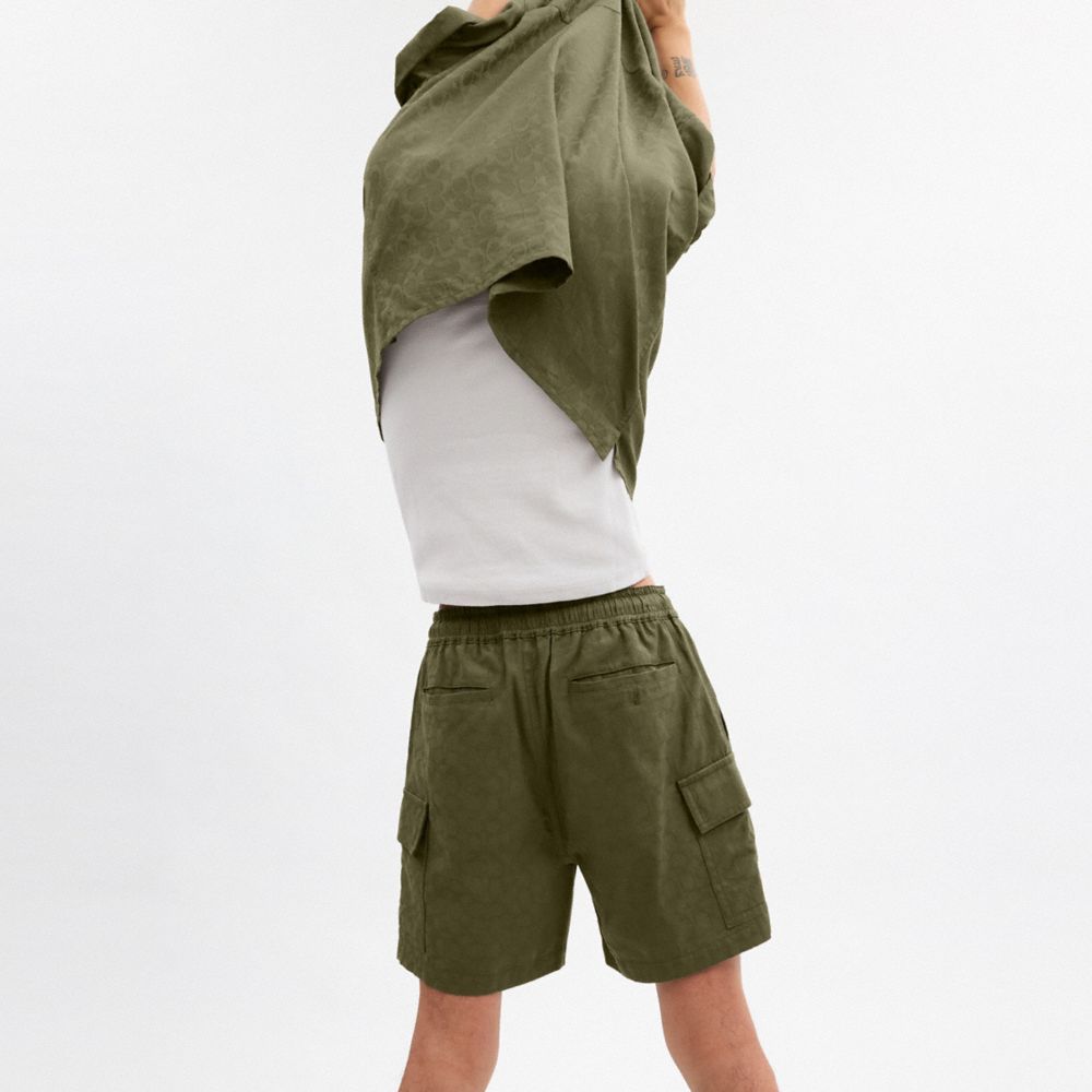Coach Signature Shorts In Organic Cotton Verdes | COH866954