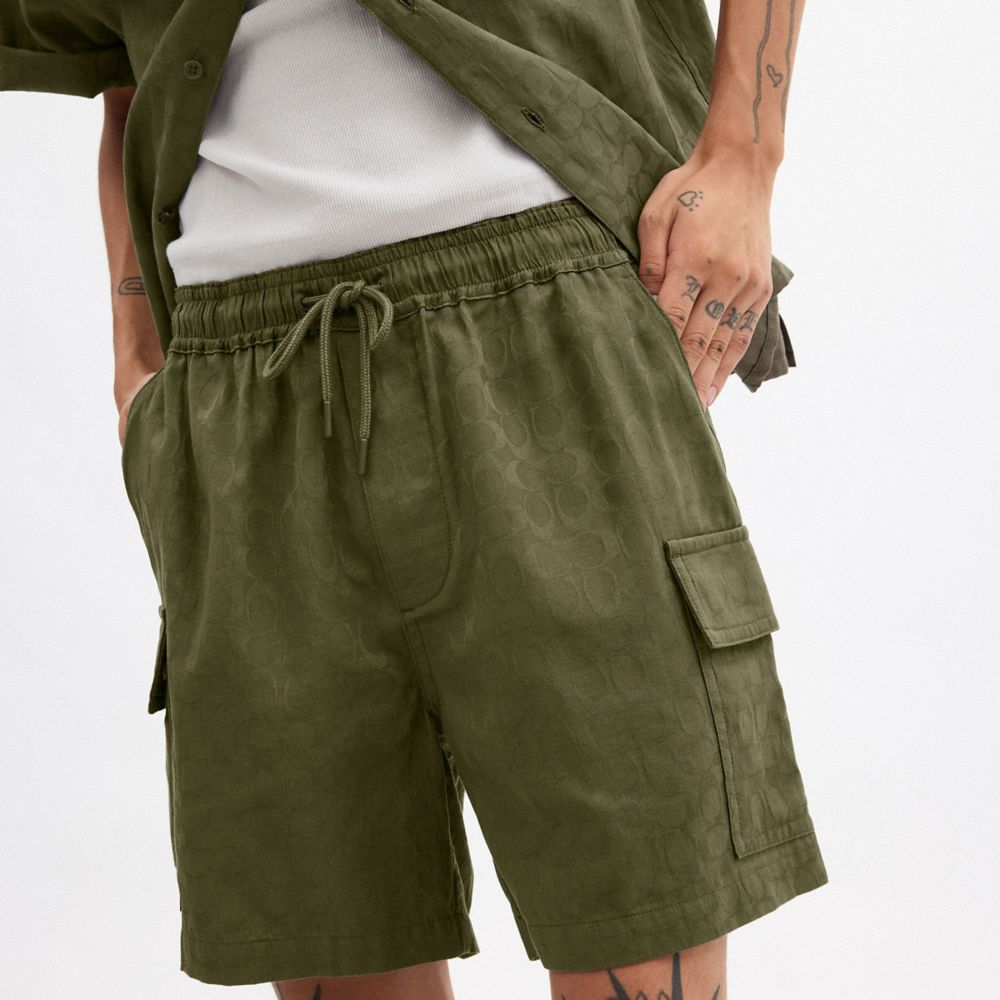 Coach Signature Shorts In Organic Cotton Verdes | COH866954