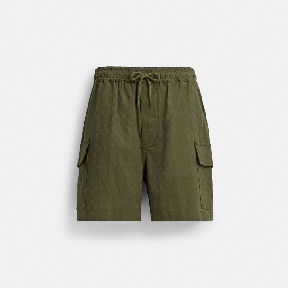 Coach Signature Shorts In Organic Cotton Verdes | COH866954