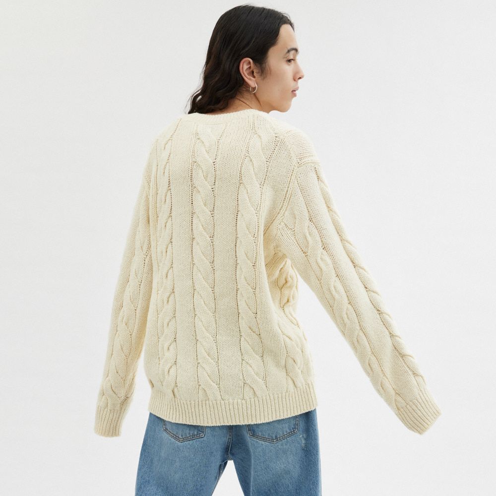 Coach Signature Sweater In Recycled Wool Branco | COH866886