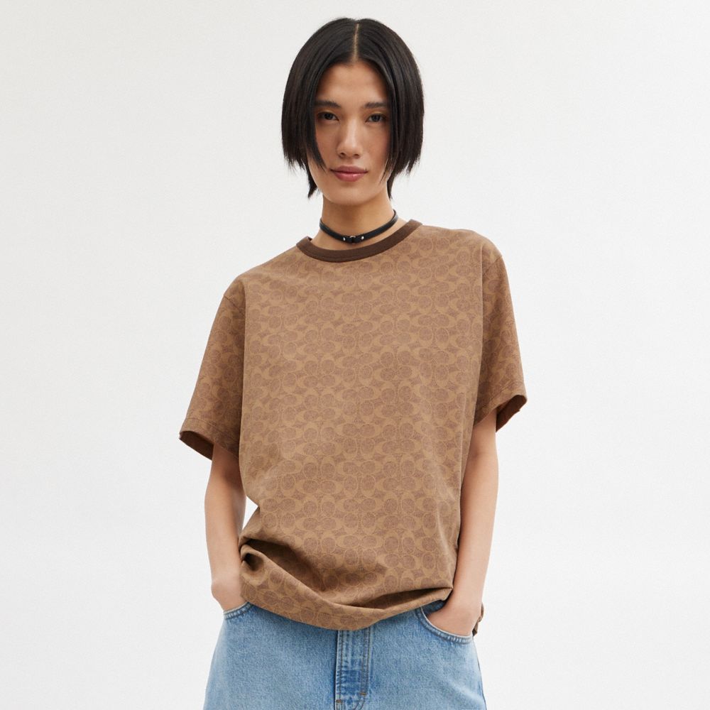 Coach Signature T Shirt Marrom | COH866907