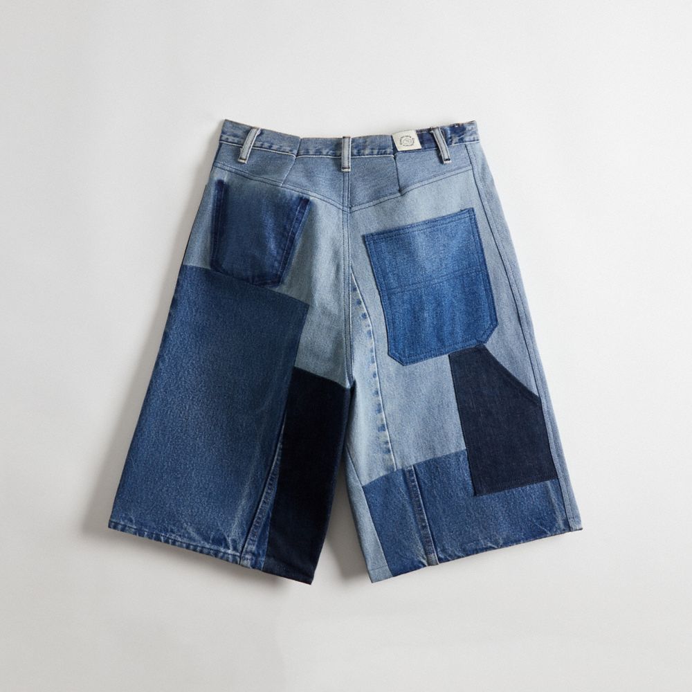 Coach Skater Shorts In Repurposed Denim Azuis | COH866937