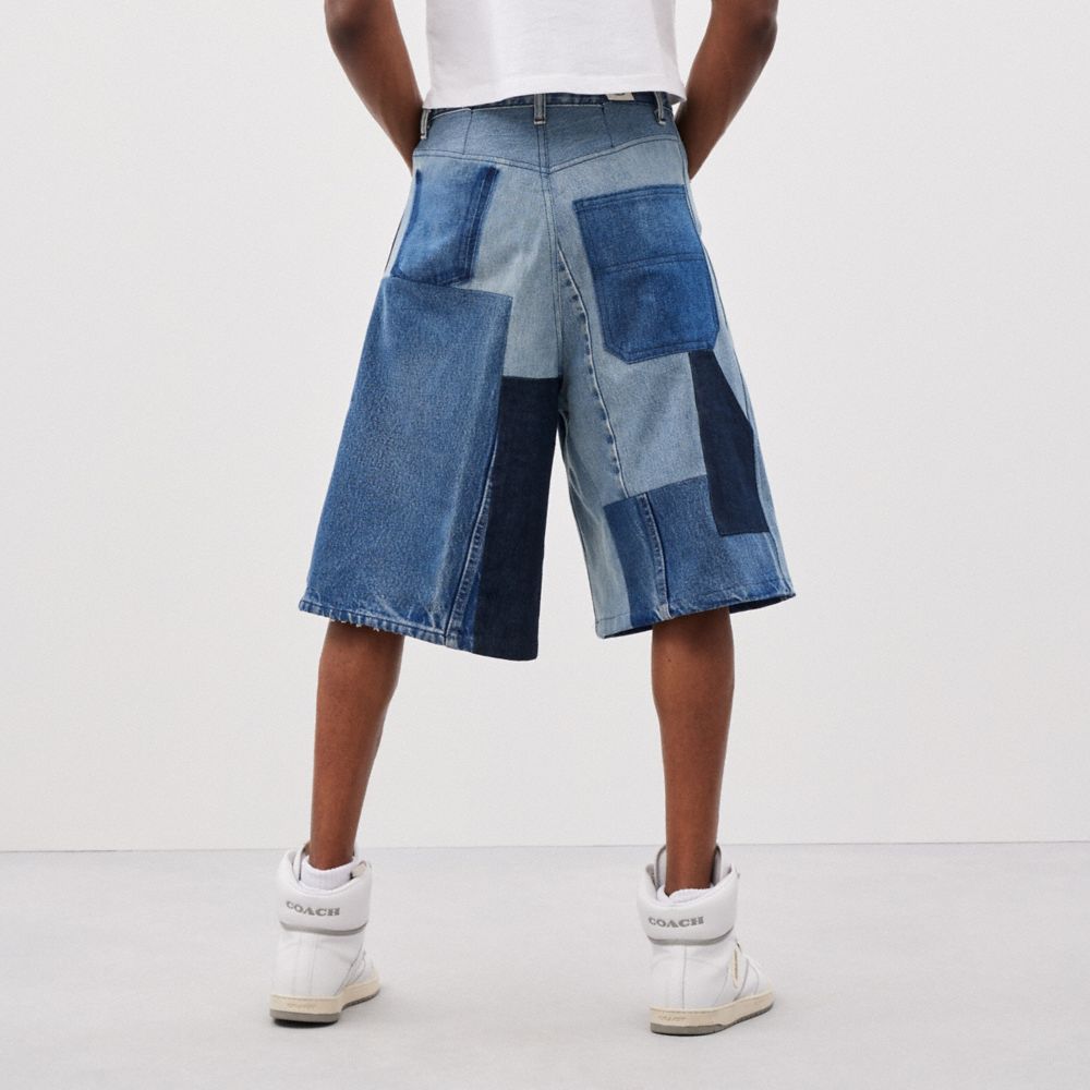 Coach Skater Shorts In Repurposed Denim Azuis | COH866937