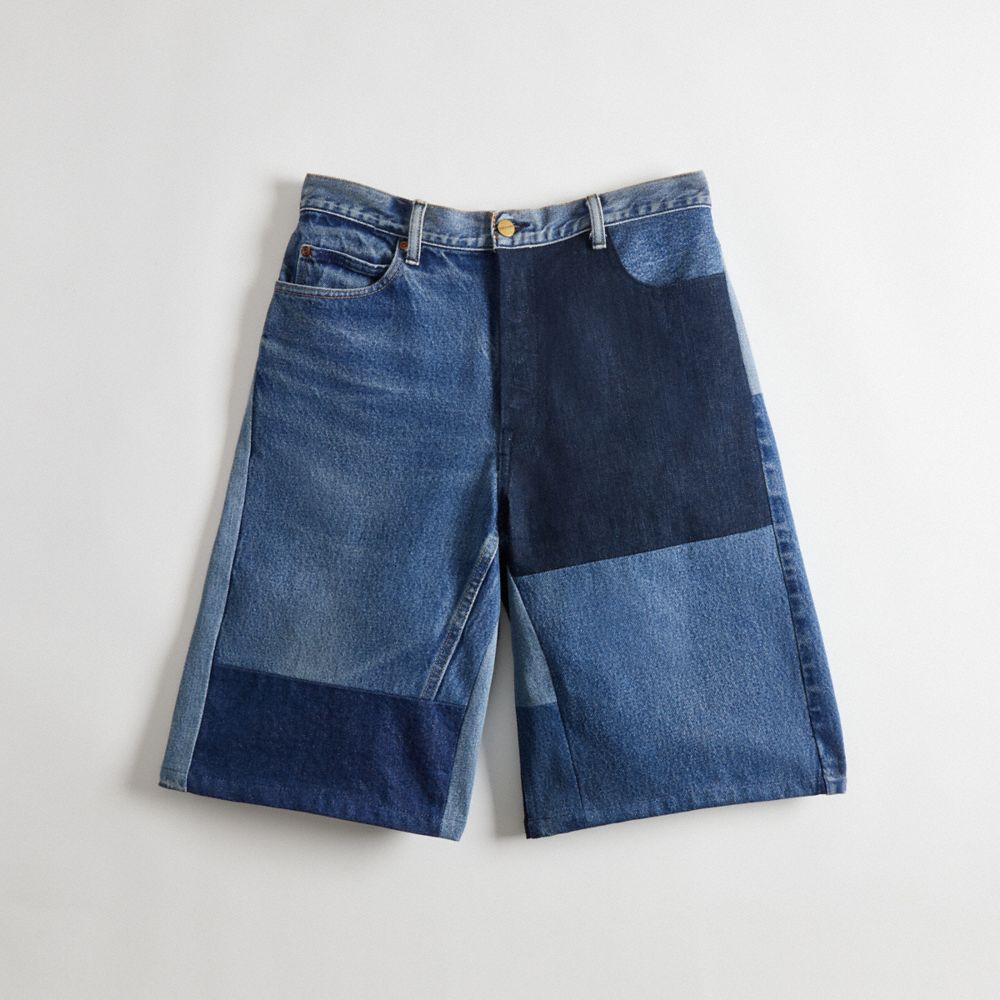 Coach Skater Shorts In Repurposed Denim Azuis | COH866937