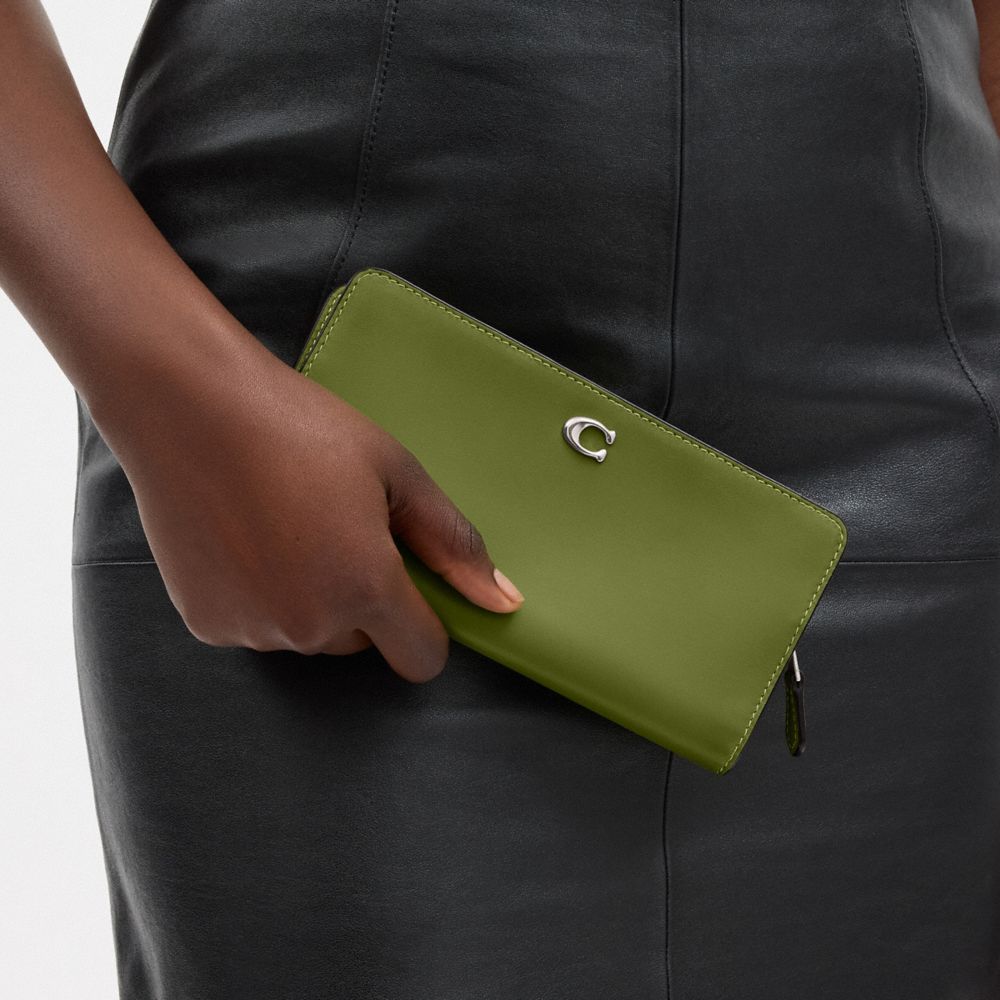 Coach Skinny Wallet Prateadas Luz Verdes | COH865485