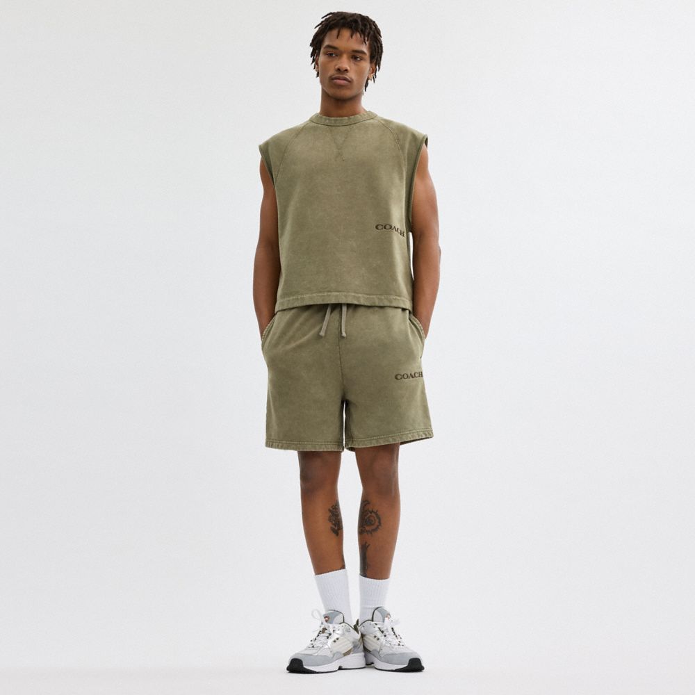 Coach Sleeveless Garment Dye Crewneck Verde Oliva | COH866885