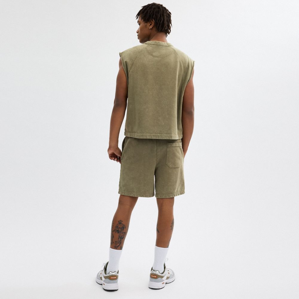 Coach Sleeveless Garment Dye Crewneck Verde Oliva | COH866885