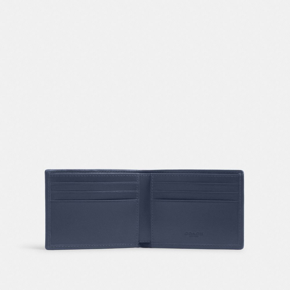 Coach Slim Billfold Wallet In Signature Canvas Jacquard Azul Marinho | COH866701