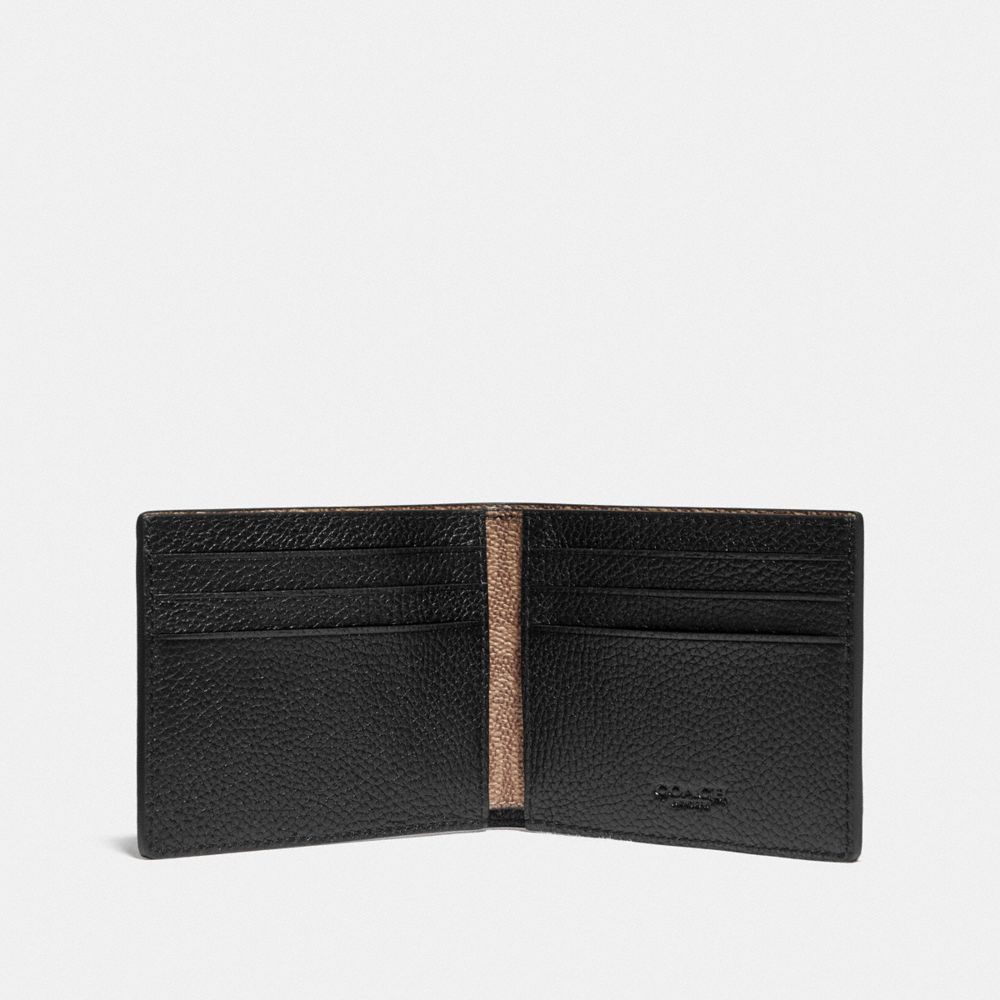 Coach Slim Billfold Wallet With Signature Canvas Detail Pretas Caqui | COH866711