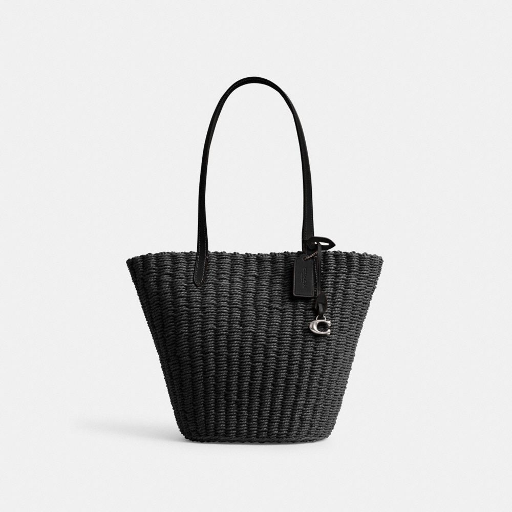 Coach Small Straw Tote Prateadas Pretas | COH865058
