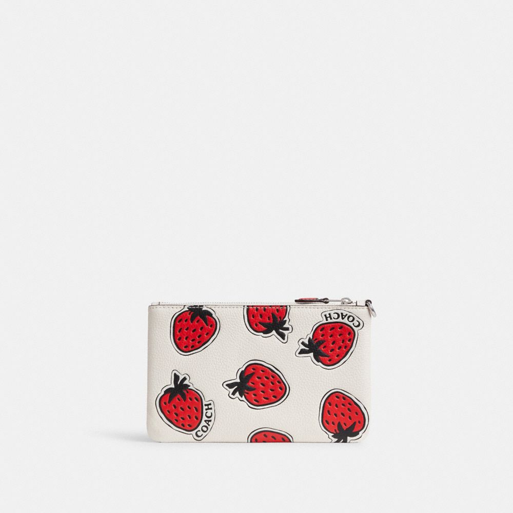 Coach Small Wristlet With Strawberry Print Prateadas Multicoloridas | COH865646