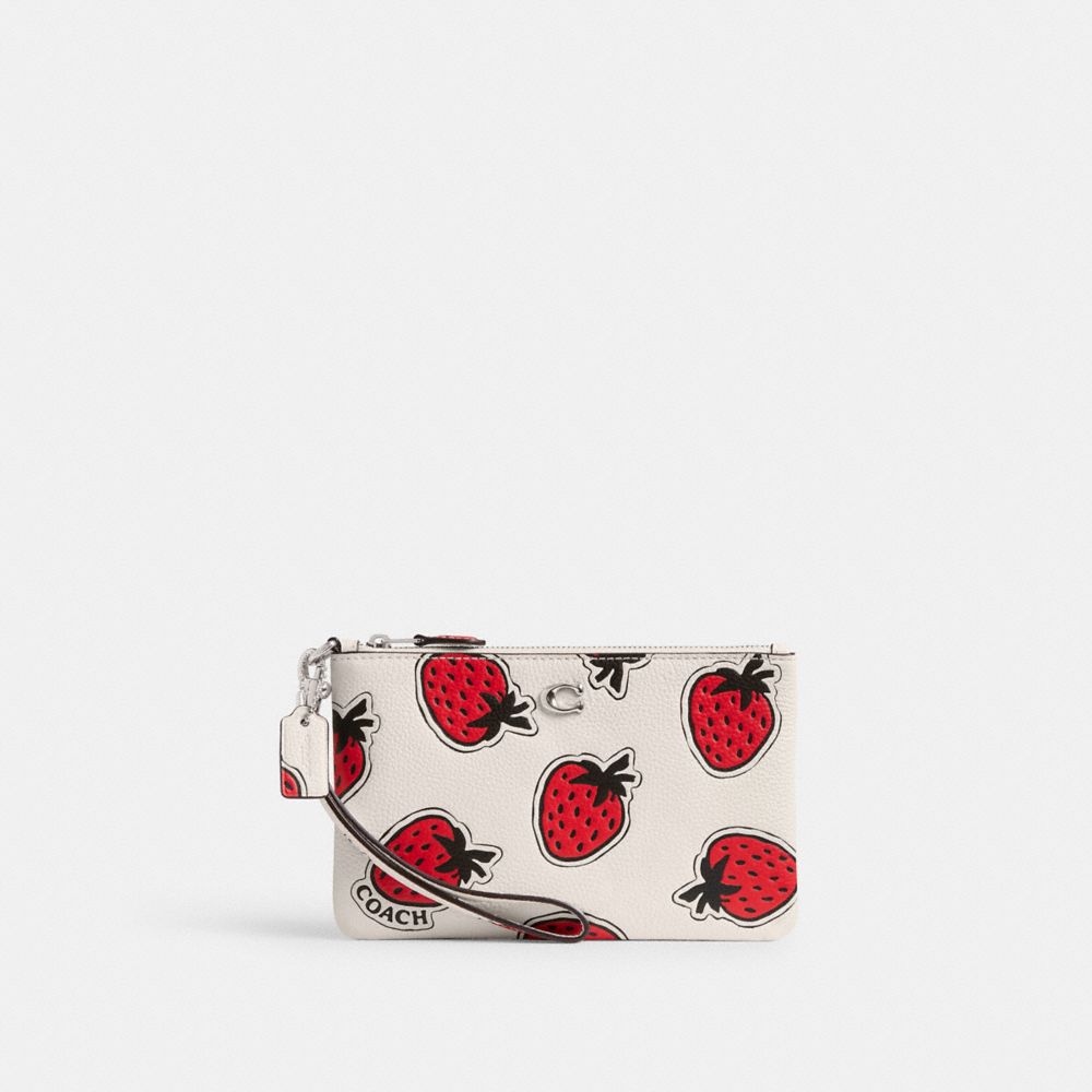 Coach Small Wristlet With Strawberry Print Prateadas Multicoloridas | COH865646