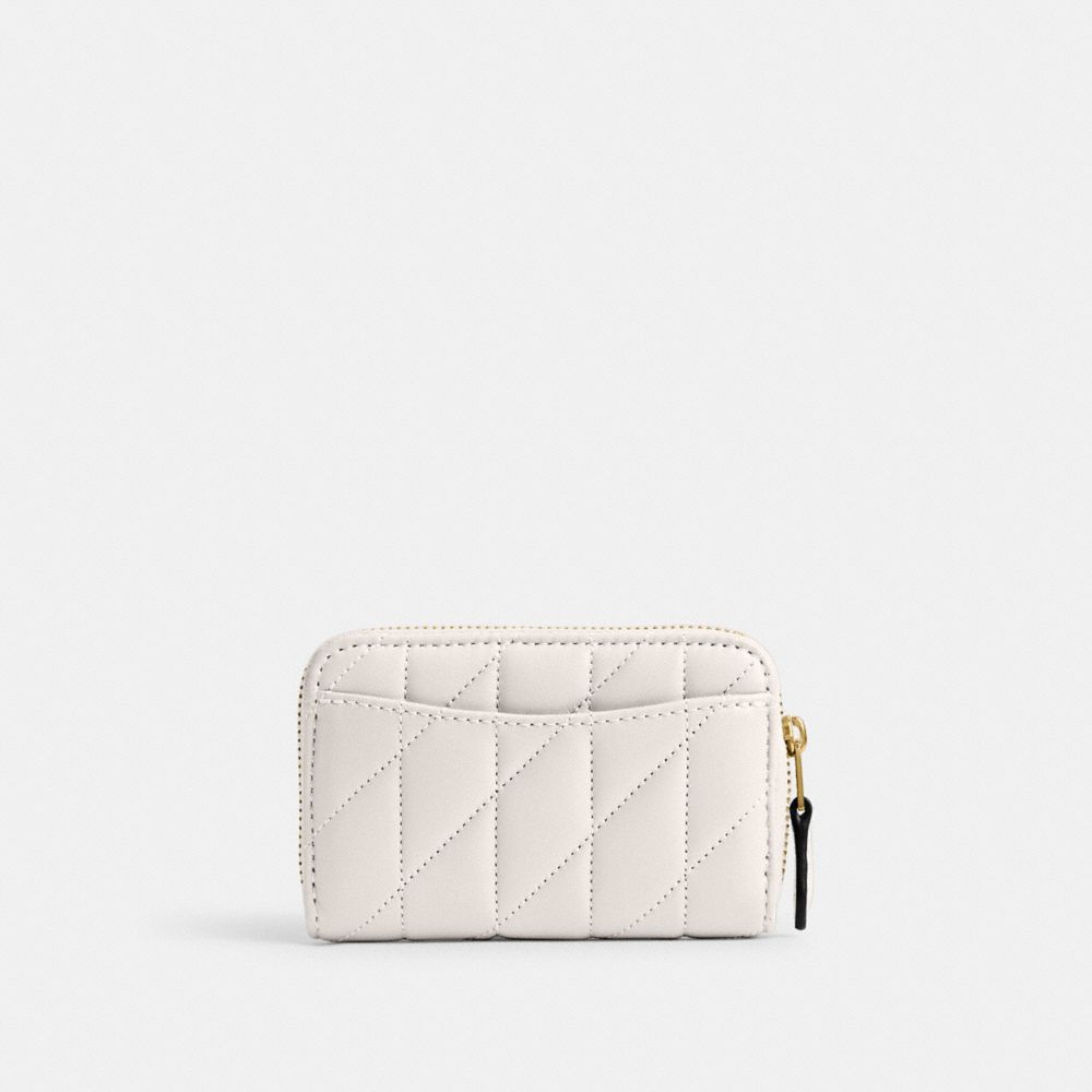 Coach Small Zip Around Card Case With Pillow Quilting Branco | COH865586