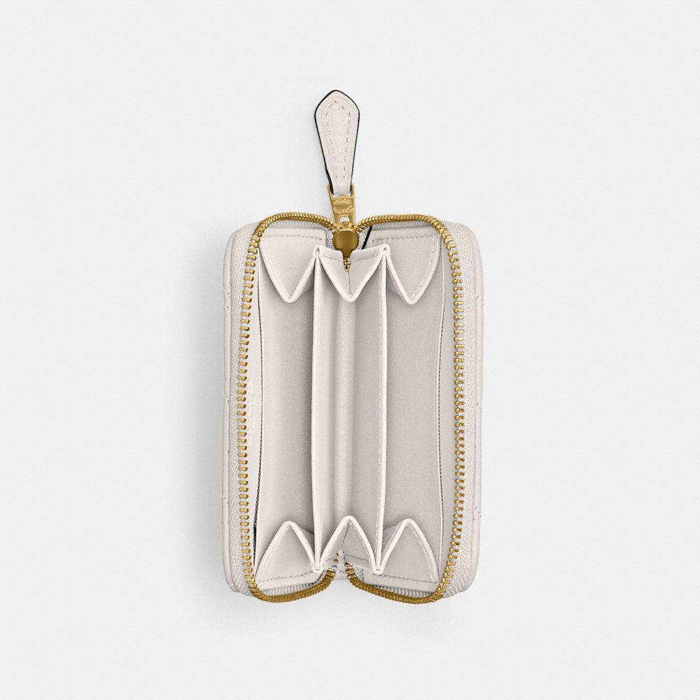 Coach Small Zip Around Card Case With Pillow Quilting Branco | COH865586