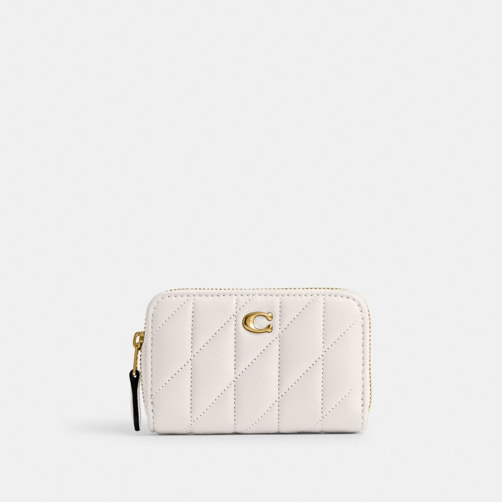 Coach Small Zip Around Card Case With Pillow Quilting Branco | COH865586