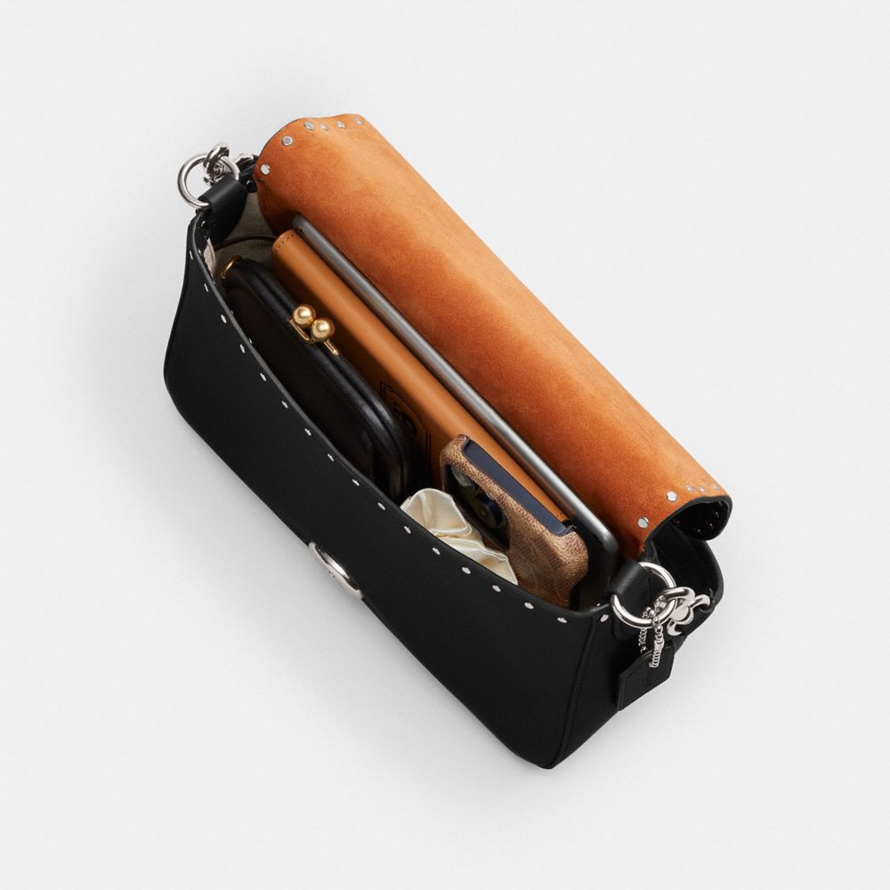 Coach Soft Tabby Shoulder Bag With Rivets Prateadas Pretas | COH864954
