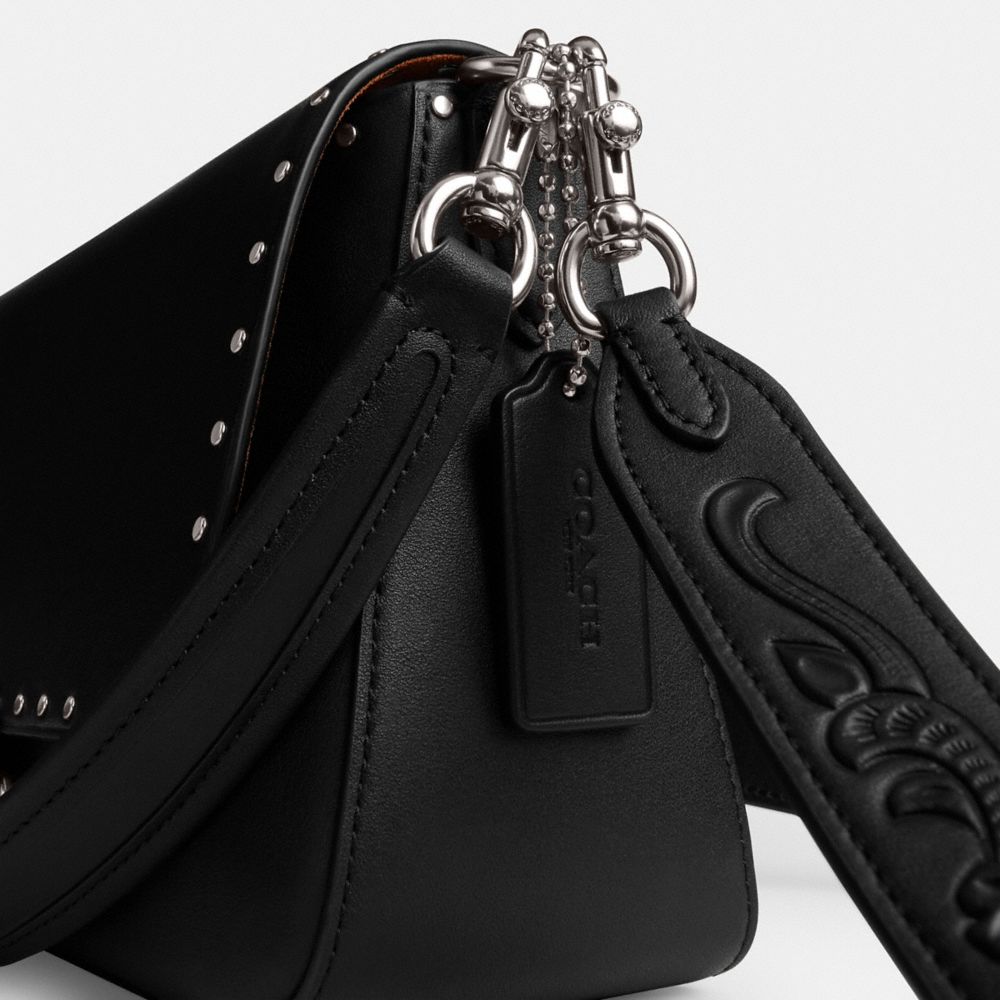 Coach Soft Tabby Shoulder Bag With Rivets Prateadas Pretas | COH864954