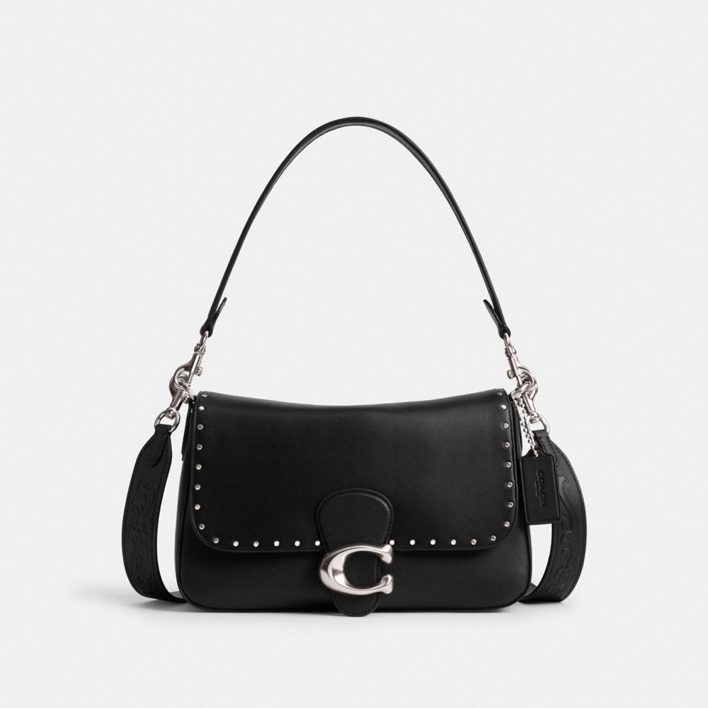 Coach Soft Tabby Shoulder Bag With Rivets Prateadas Pretas | COH864954