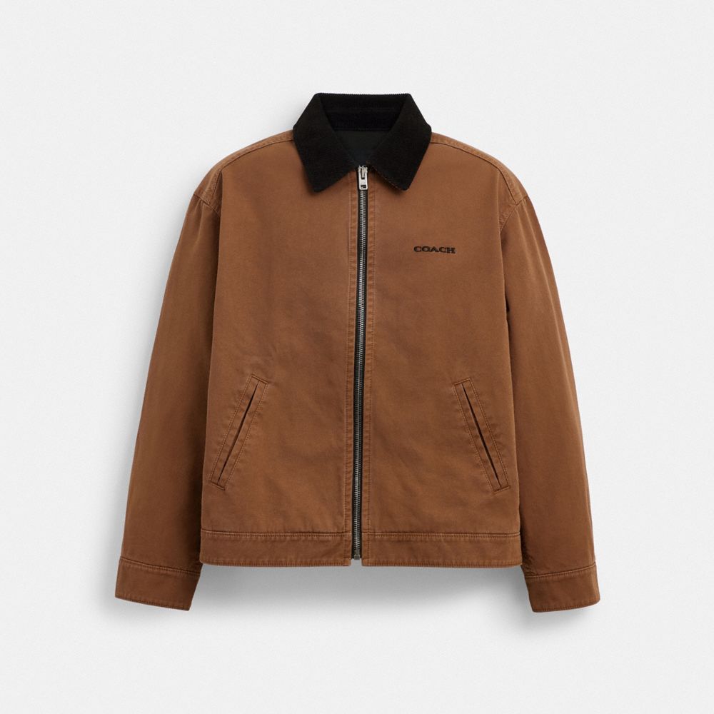 Coach Solid Lightweight Jacket In Regenerative Cotton Marrom | COH866878