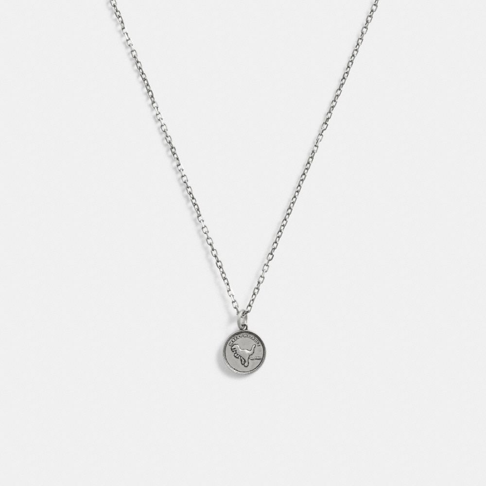 Coach Sterling Silver Coin Pendant Necklace Prateadas | COH867019