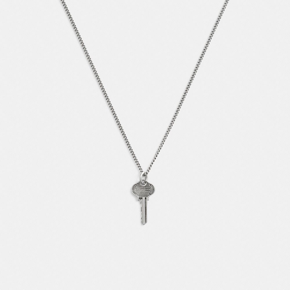 Coach Sterling Silver Key Pendant Necklace Prateadas | COH867010