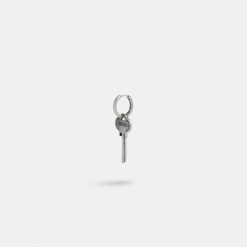 Coach Sterling Silver Key Single Huggie Earring Prateadas | COH867028