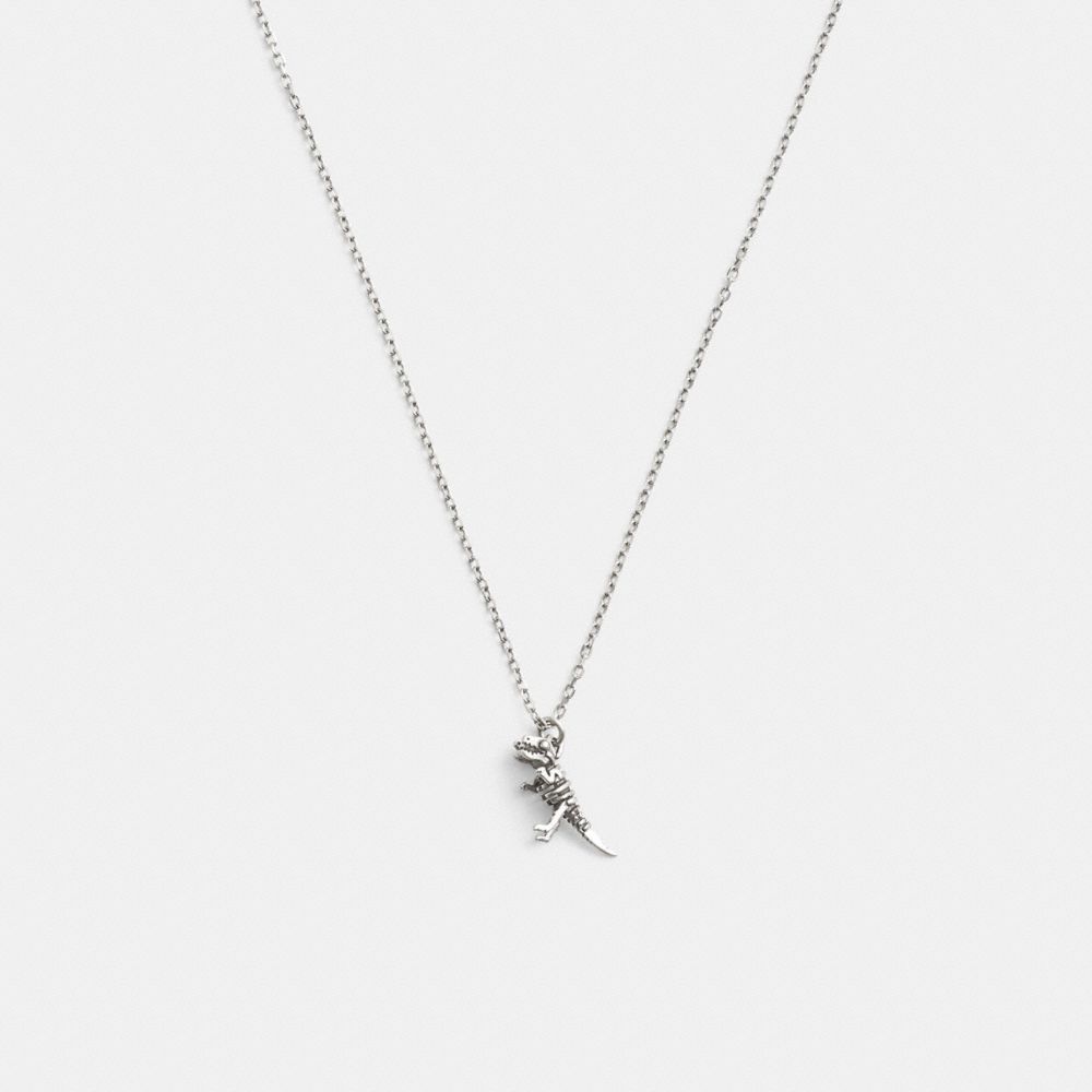 Coach Sterling Silver Skeletal Rexy Pendant Necklace Prateadas | COH867016