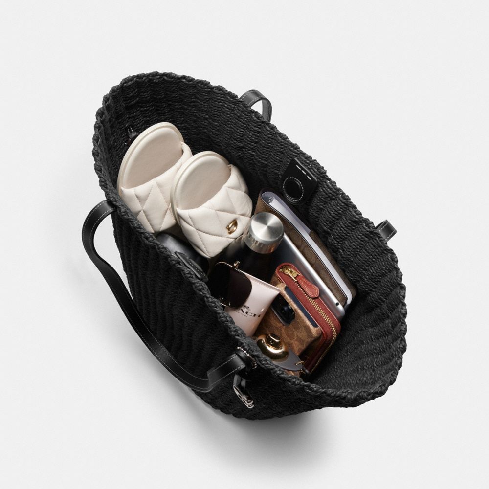 Coach Straw Tote Prateadas Pretas | COH865087