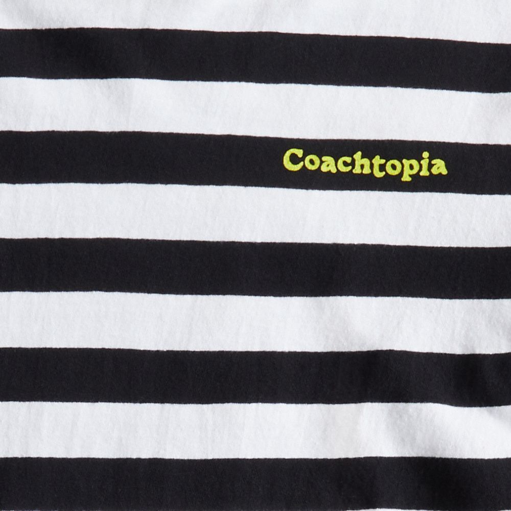 Coach Striped Long Sleeve T Shirt In 97% Recycled Cotton Pretas | COH866910