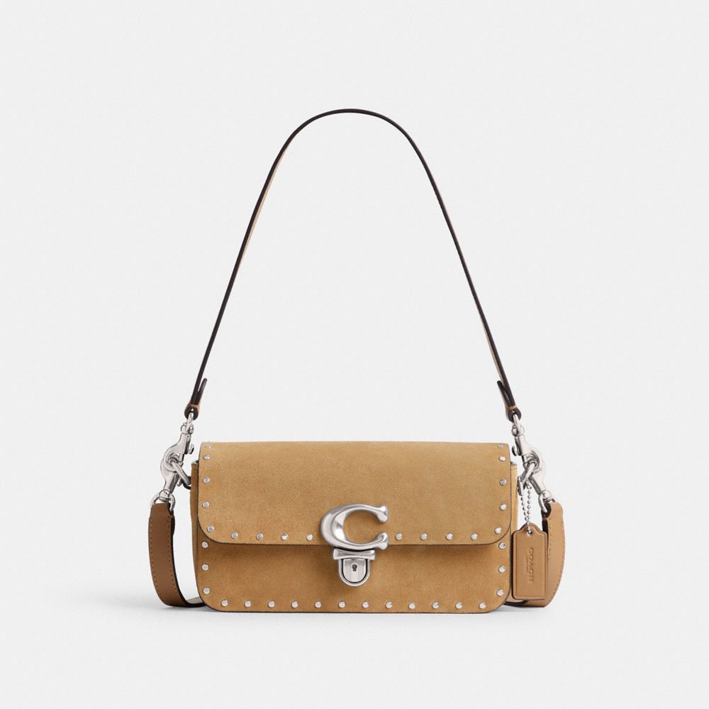 Coach Studio Baguette Bag With Rivets Prateadas | COH864874