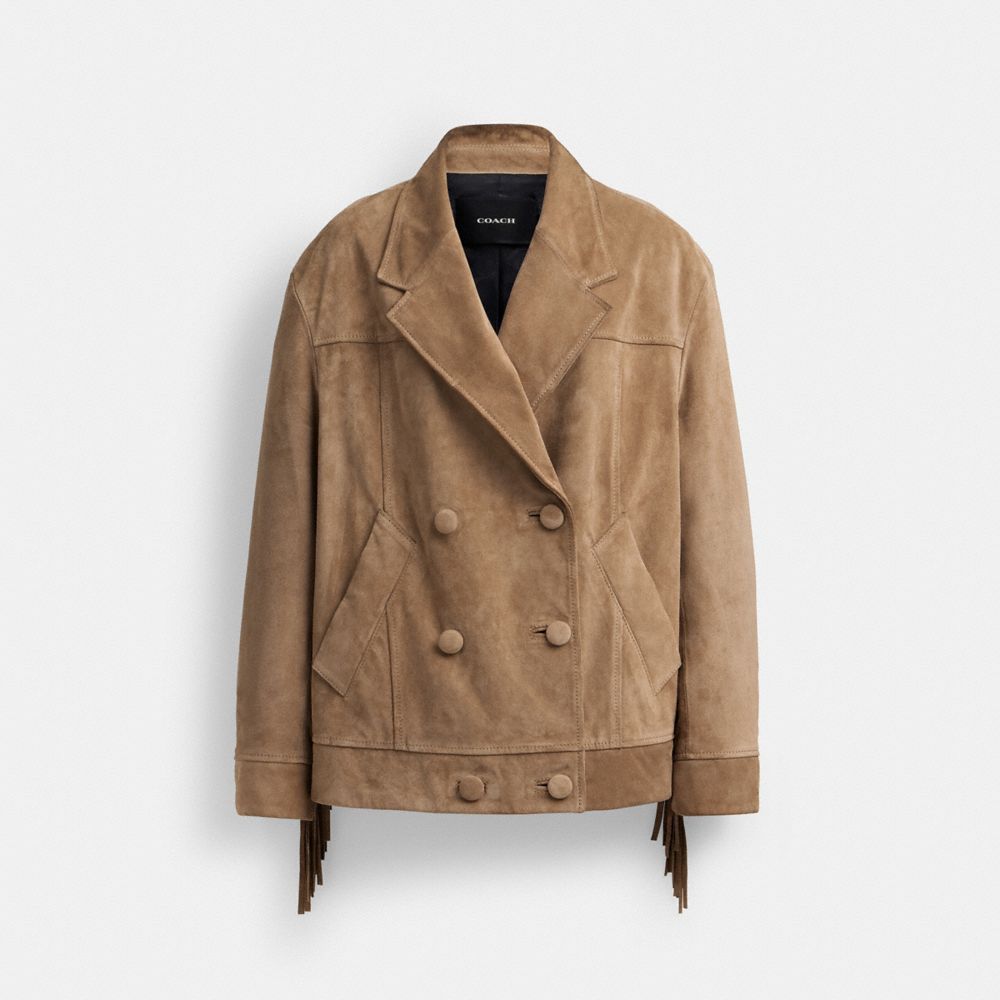 Coach Suede Fringe Jacket Bege Escuro | COH865936