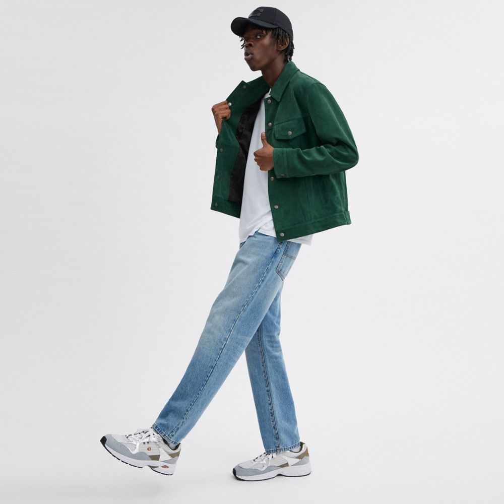 Coach Suede Leather Jacket Verdes | COH866857