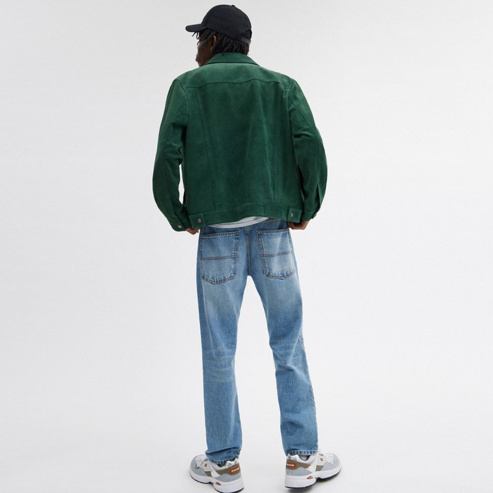 Coach Suede Leather Jacket Verdes | COH866857