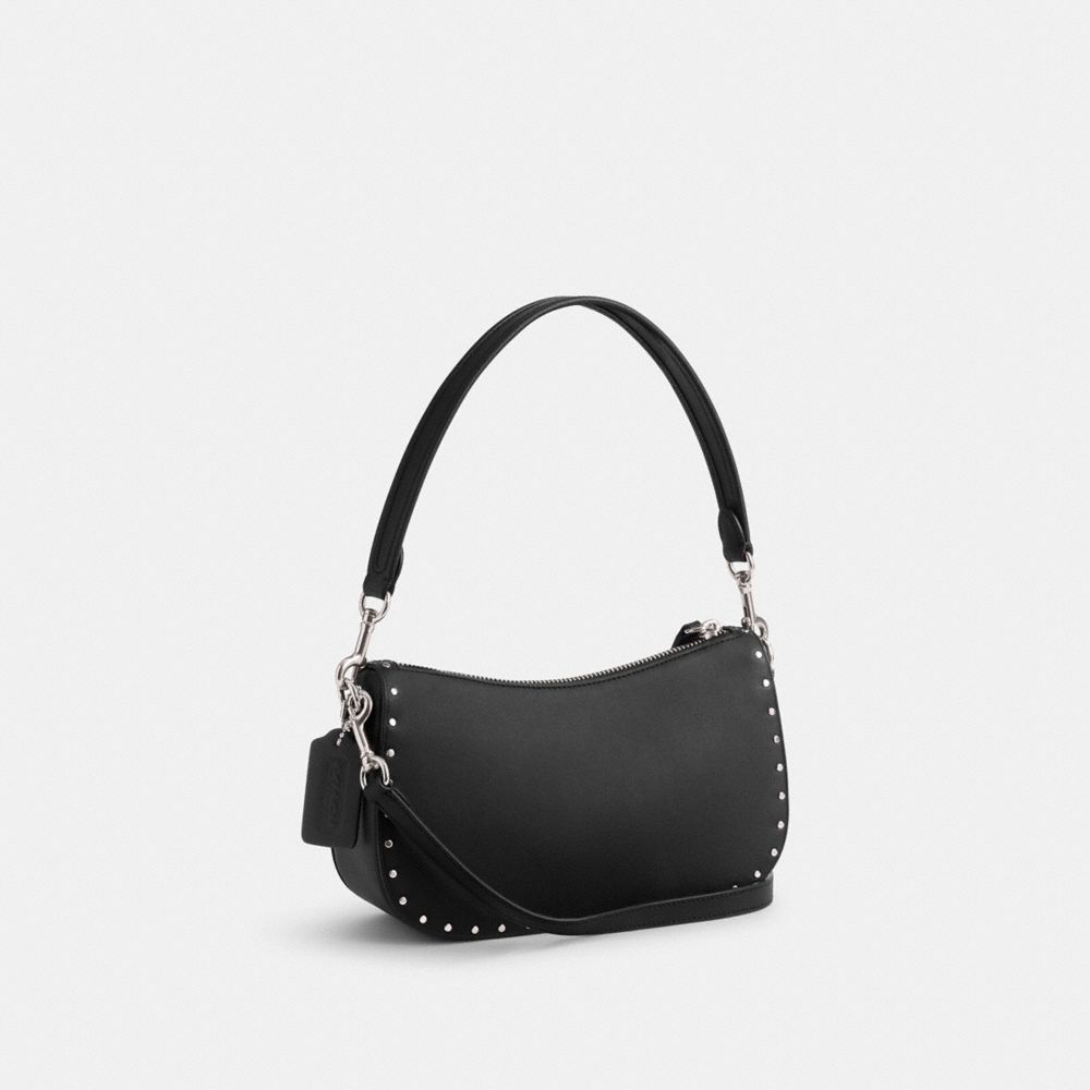 Coach Swinger Bag With Rivets Prateadas Pretas | COH865391